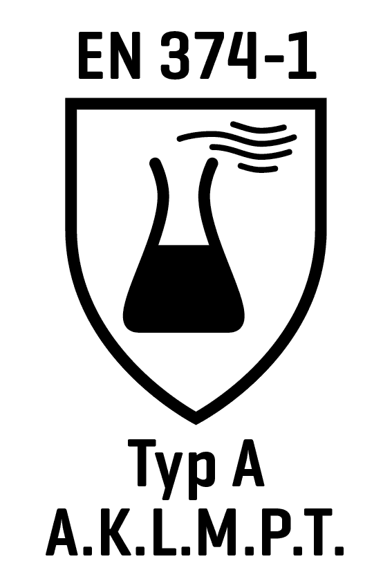Schwarzes Laborflasche-Icon mit Ausguss auf weißem, schildförmigem Hintergrund