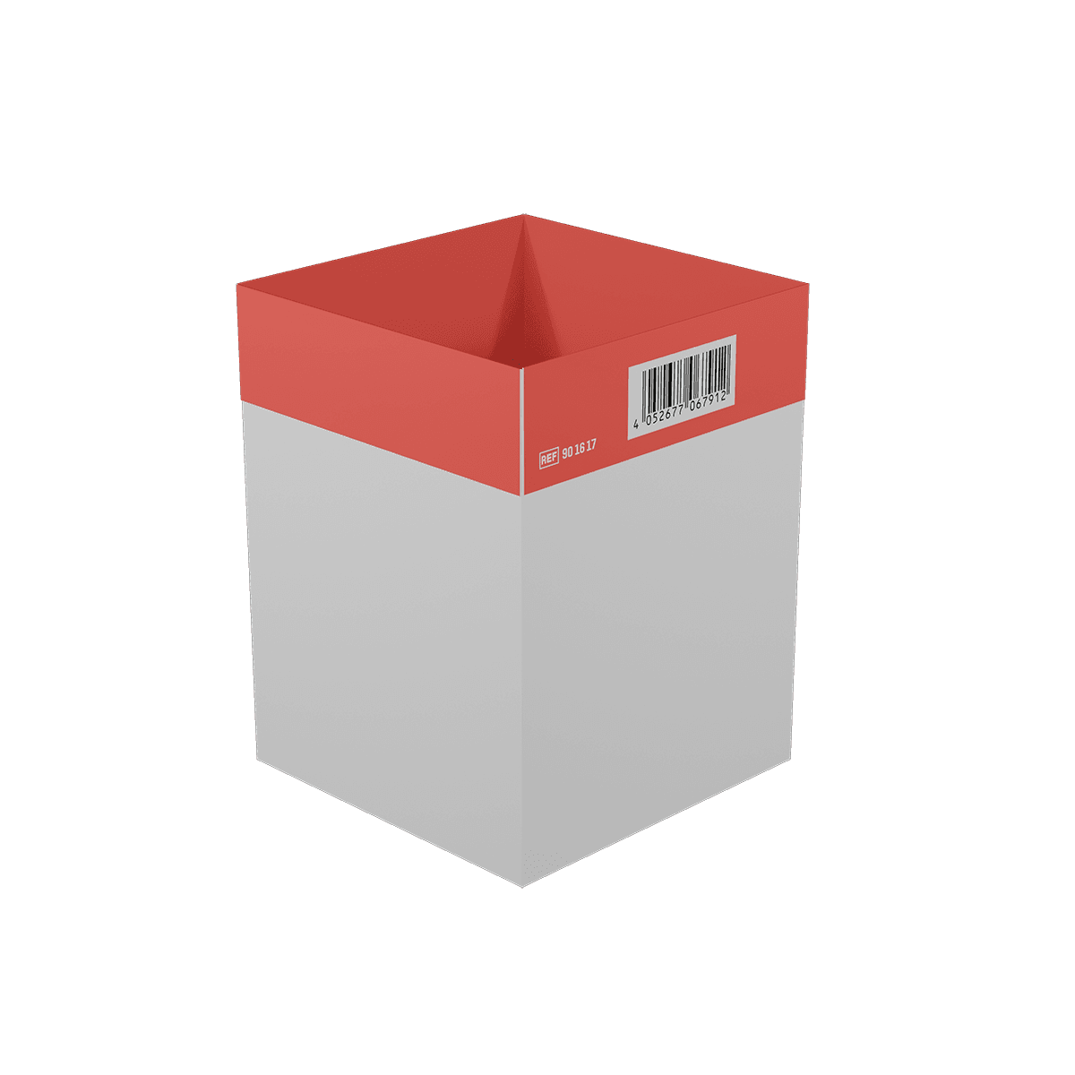 Rechteckige Inneneinteilung einzeln WERO Smart Case, groß, mit rot abgesetzter, strukturierter Oberkante und sichtbarem Barcode.