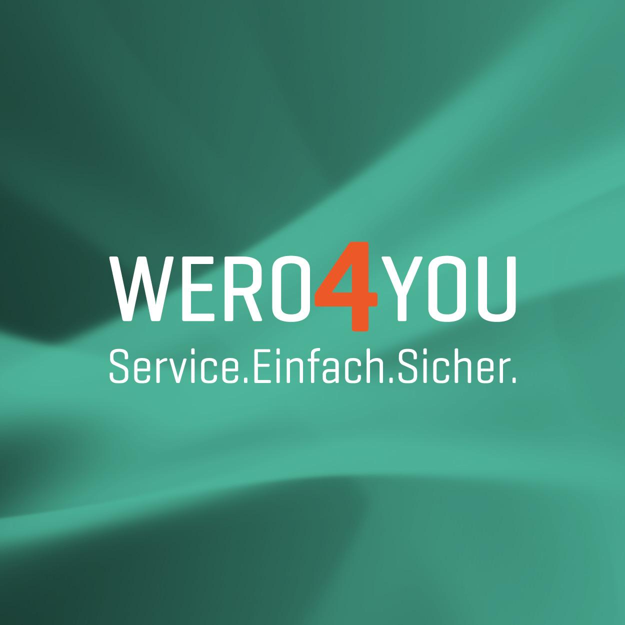 WERO4YOU Logo mit orangefarbener 4 und Slogan "Service. Einfach. Sicher"
