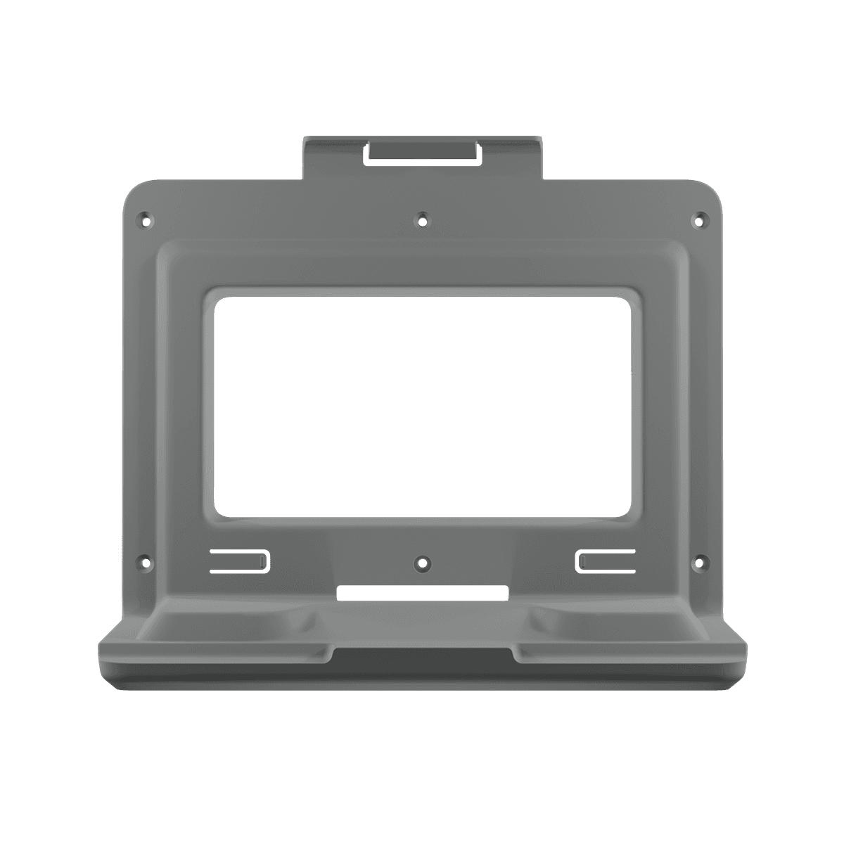 Metallene Wandhalterung für WERO Smart Case® – klein, rechteckig mit zentraler Öffnung, seitlichen und oberen Aussparungen sowie Tragegriff.