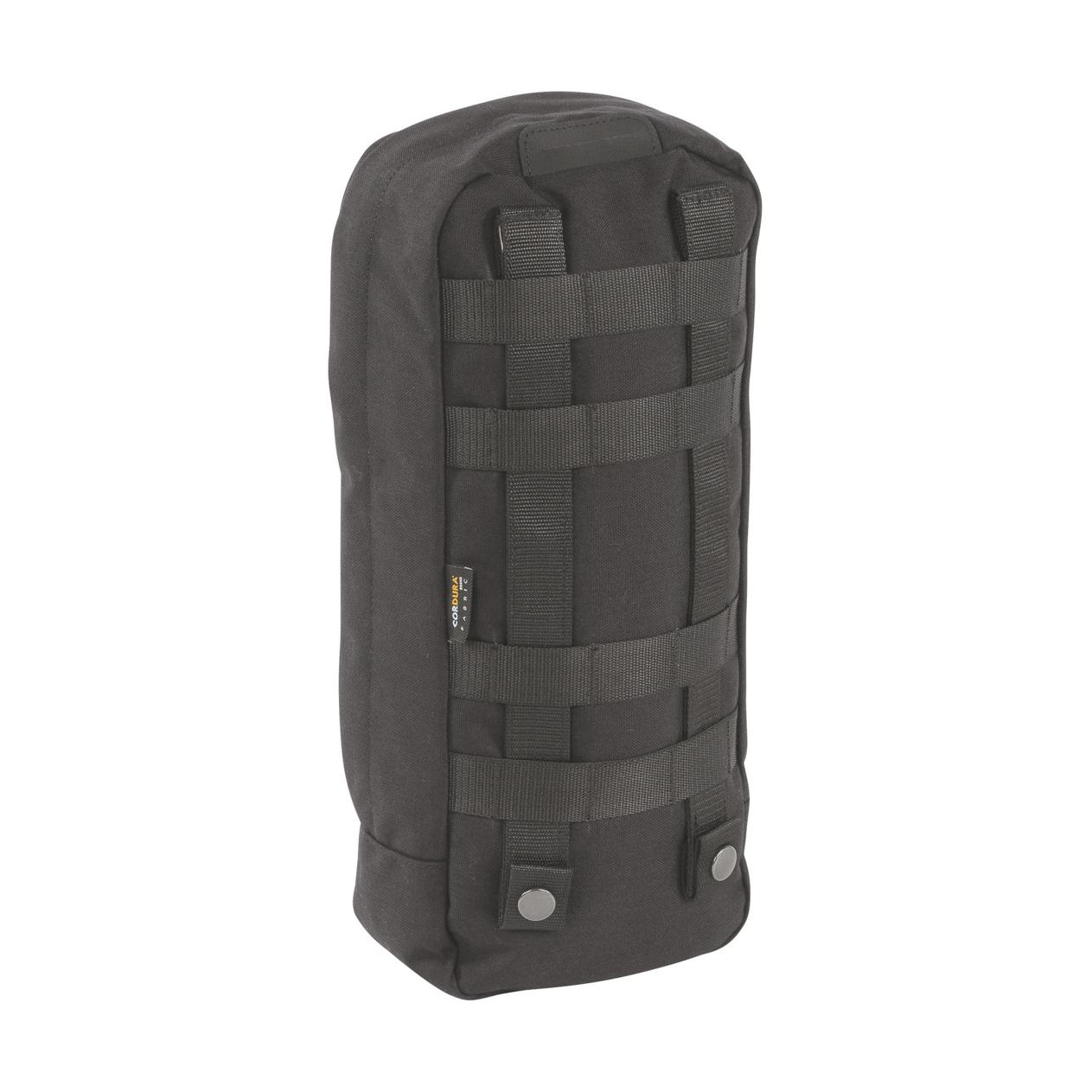 Große TT Tac Pouch 8 SP aus schwarzem Canvas, Rückansicht mit Tragegriff, zwei verstellbaren Frontgurten und seitlichen Verstärkungsriemen.