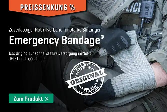 Startseitenbanner Emergency Bandage mit Preissenkung