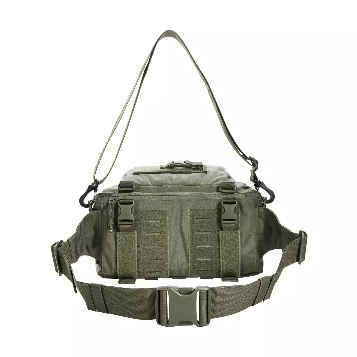 Große grüne TT Medic Hip Bag IRR mit zwei Griffen, Frontklappe, seitlichen Reißverschlüssen, Schulterriemen und verstärkten Panels für medizinische Ausrüstung.