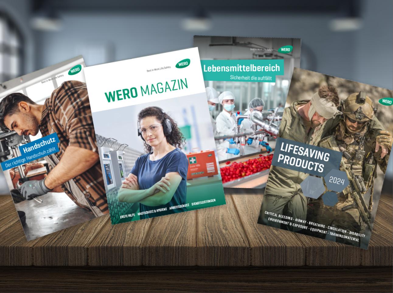 Abbildung der WERO Kataloge aller Geschäftsfelder