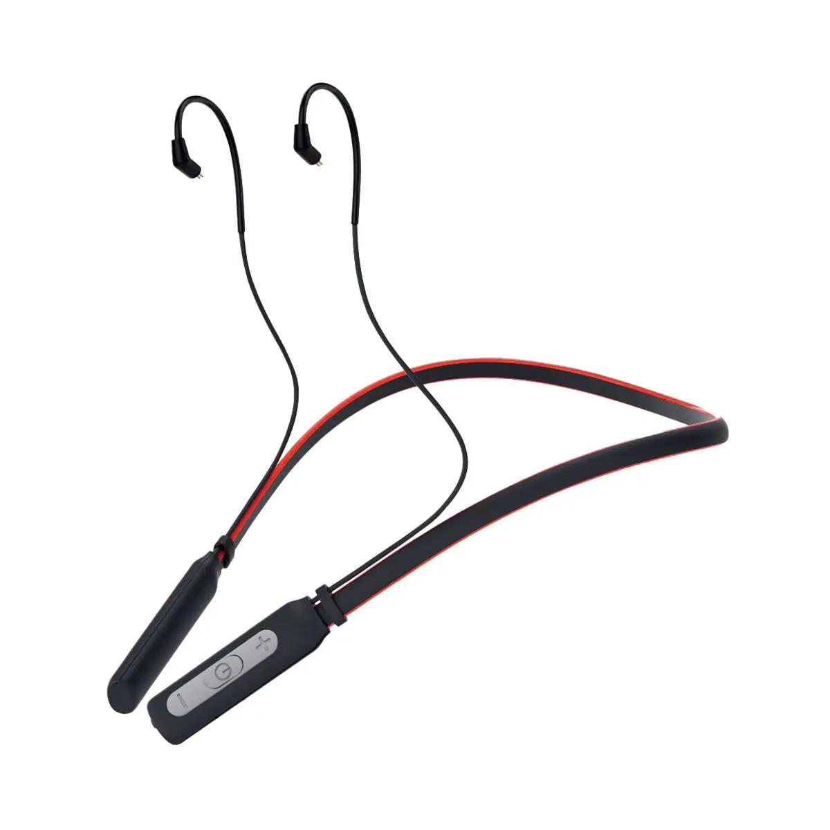 Ein uvex B-com Otoplastik Headset mit gebogenem schwarzen Nackenbügel, roten Akzenten, integriertem Mikrofon und individuell anpassbaren Ohrstücken.