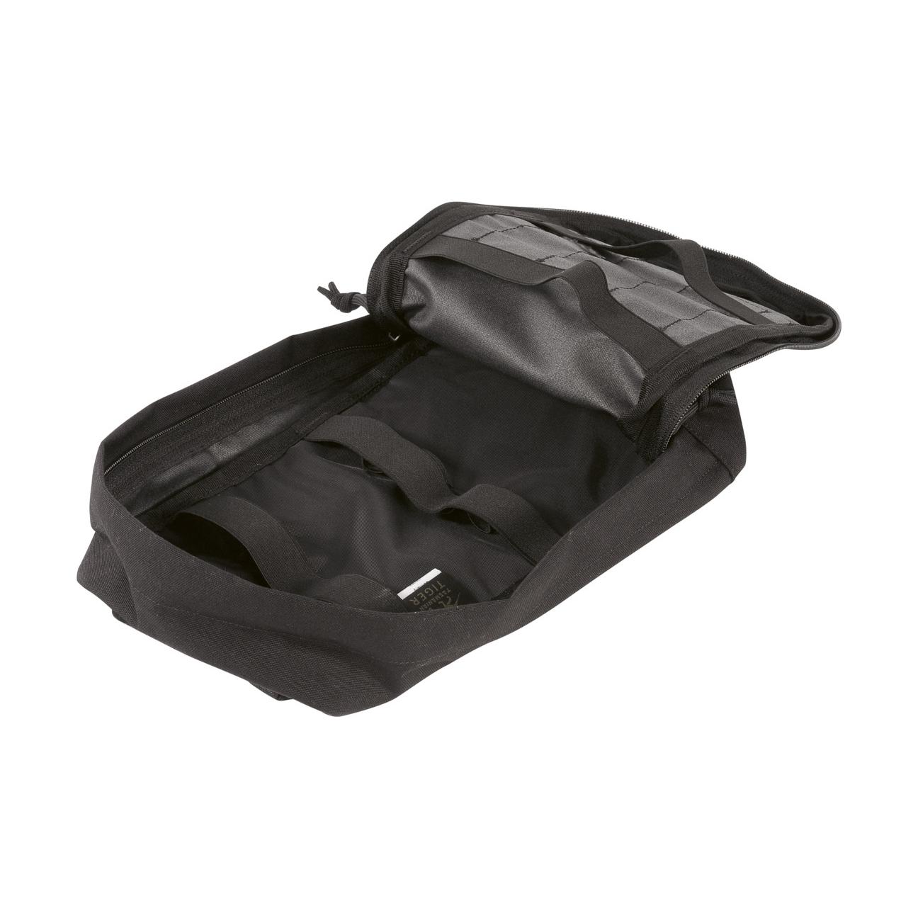 TT Tac Pouch 8 SP bietet ein großes Hauptfach mit robustem Reißverschluss und Griff, gut sichtbar durch das geöffnete, stabile schwarze Material.