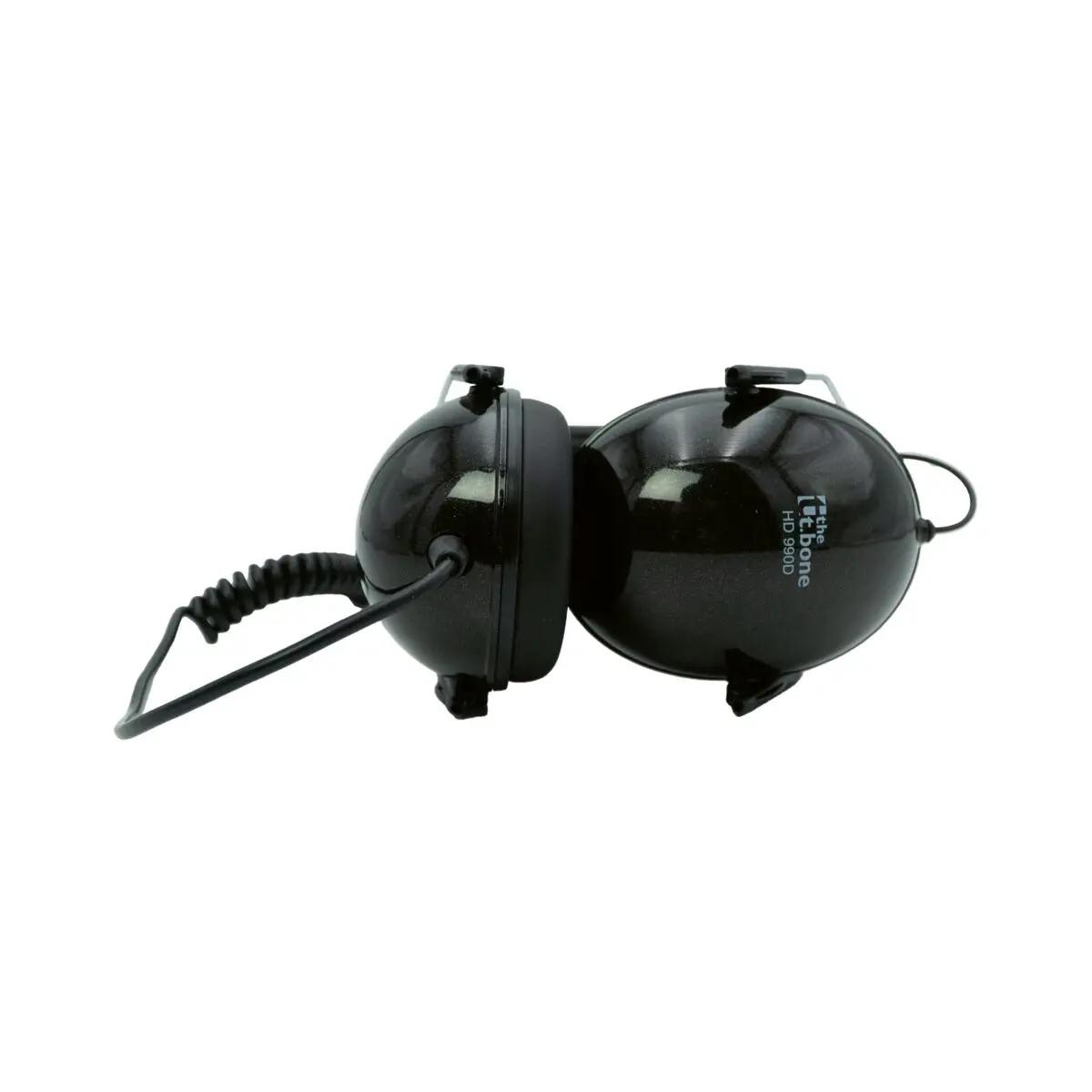 uvex Kopfhörer für OtoCheck Funktionskontrolle mit schwarzen, ohrumschließenden Polstern, flexiblem Kabel und sichtbarem seitlichen Clip auf der Ohrmuschel.