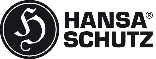 Hansaschutz Logo in Wortmarke sowie dem Logo links daneben in schwarz