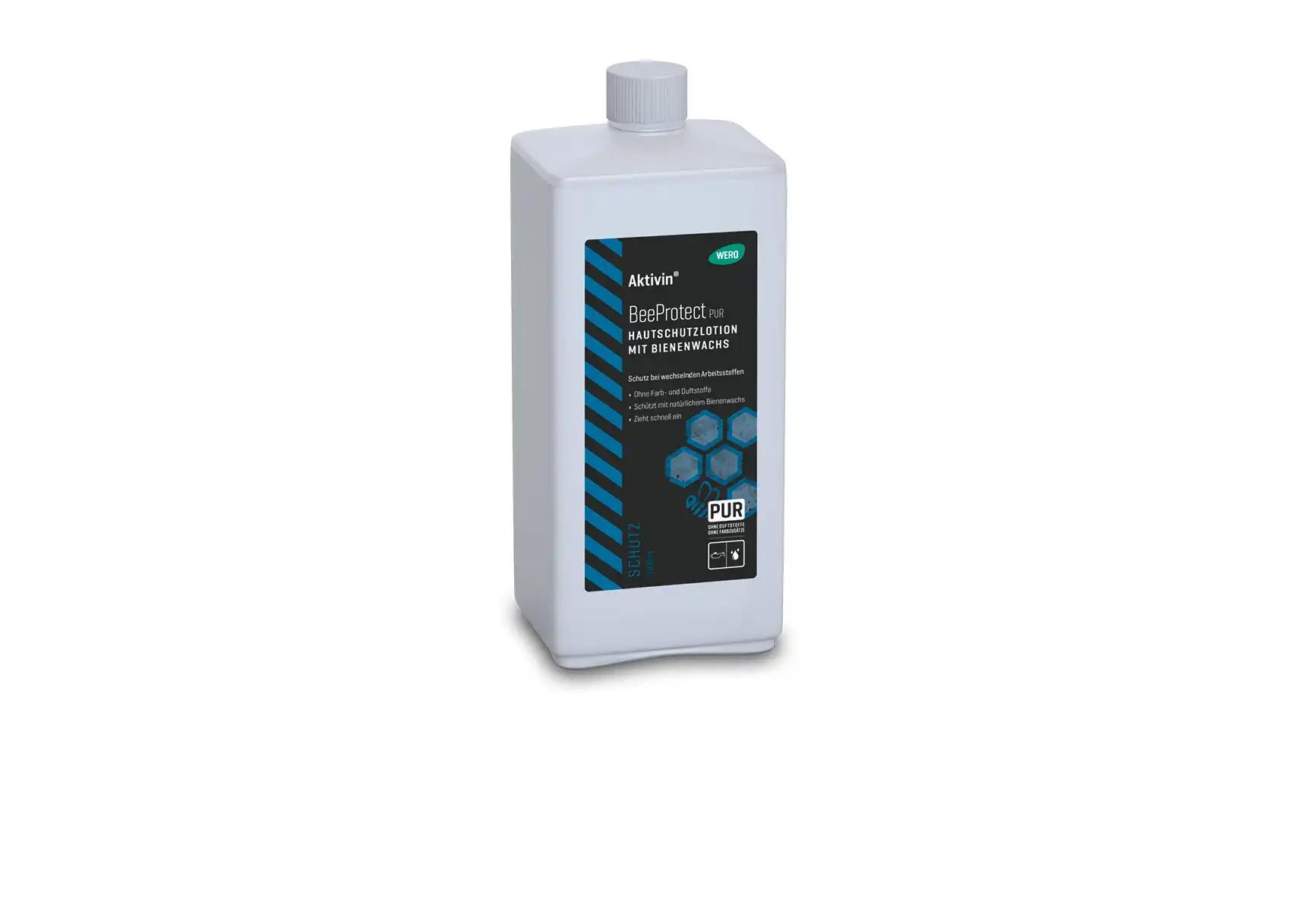 Gebinde der WERO Aktivin BeeProtect Hautschutzlotion mit Bienenwachs. Schützt vor wechselnden Arbeitsstoffen.
