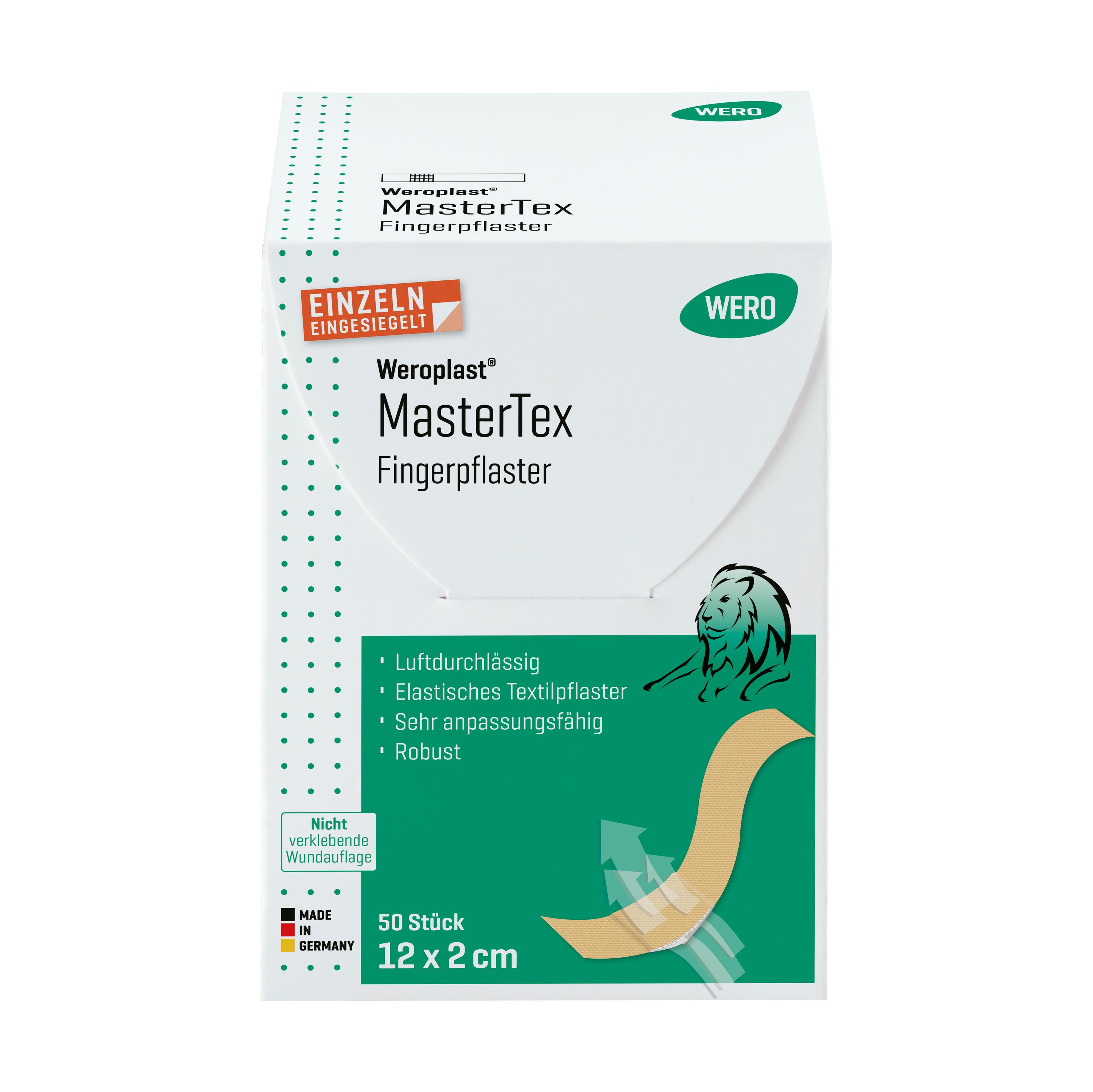 Eine Hand wird mit einem Fingerpflaster Weroplast® MasterTex verbunden, dessen textiles Gewebe besonders anpassungsfähig ist.