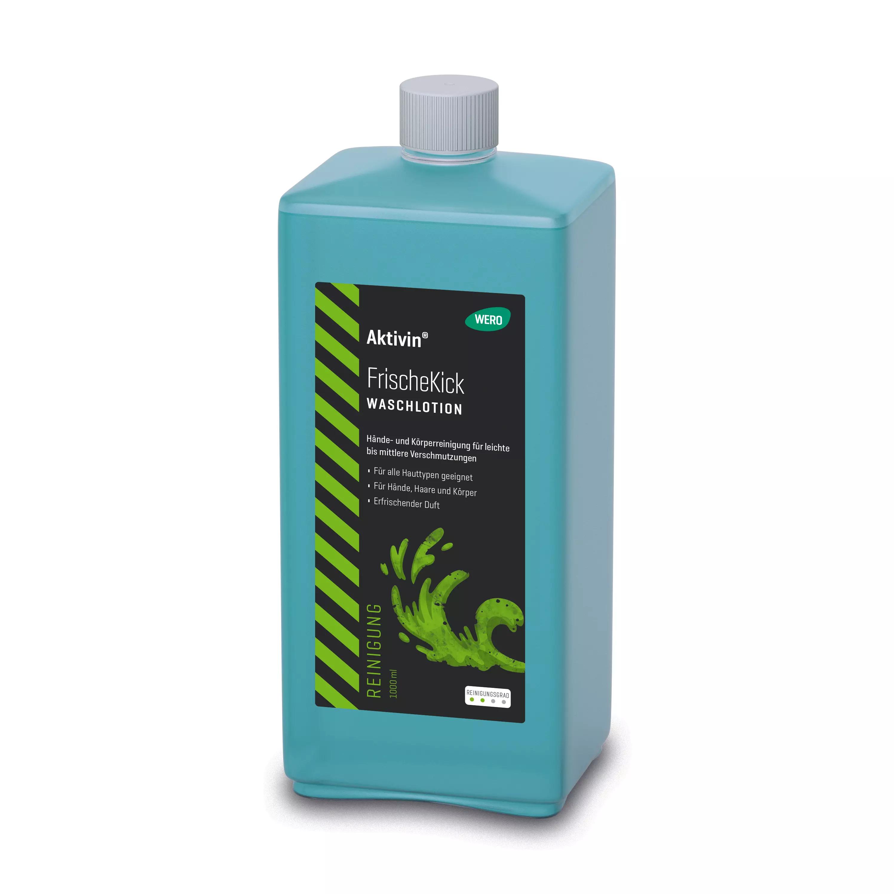 Türkise 1000 ml Flasche WERO Activin FrischeKick Waschlotion, Hand- & Körperpflege, antibakteriell und antifungizid.