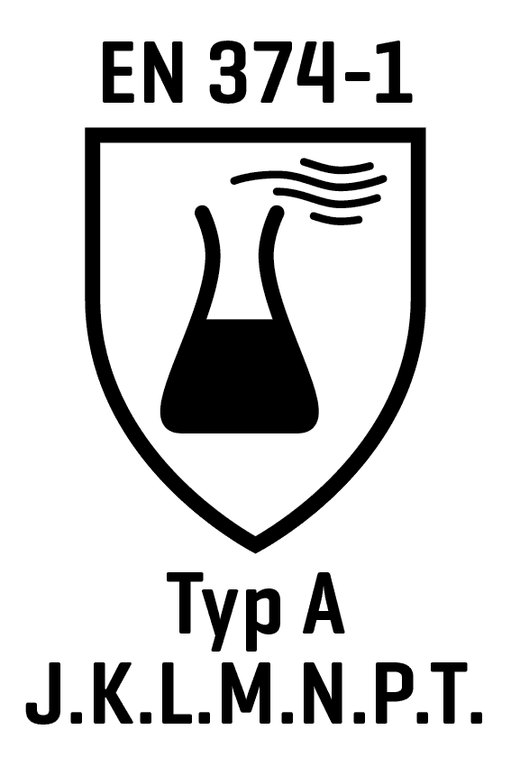 Schwarzes Flaschen-Icon mit gewellter Linie auf weißem, schildförmigem Hintergrund