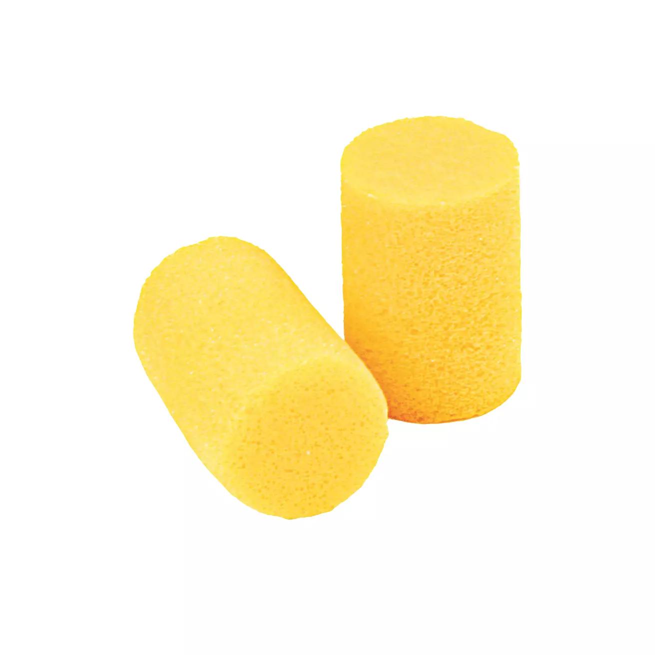 Zwei 3M E-A-R Classic Gehörschutzstöpsel mit leicht abgeflachten Enden und strukturierter Schaumoberfläche liegen nebeneinander.