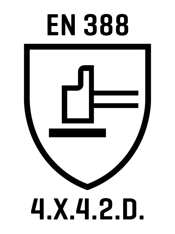 Schwarzes Hammer-Symbol in weißem, schwarz umrandetem Schild als Logo.