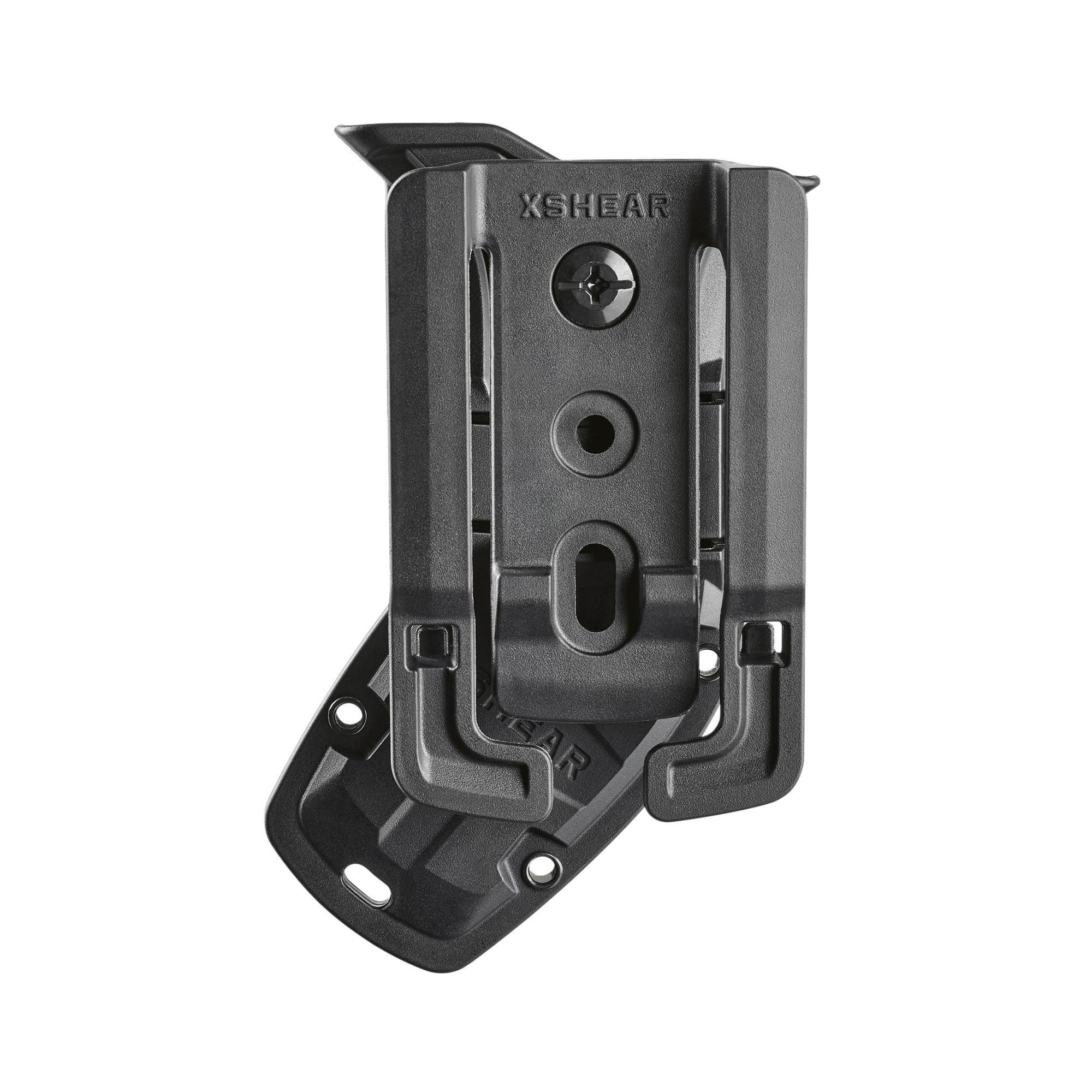 XSHEAR® Mini Tactical Holster aus robustem ABS mit Clip und verstellbarem Montagesystem, modular konstruiert für sichere, ergonomische Aufbewahrung.