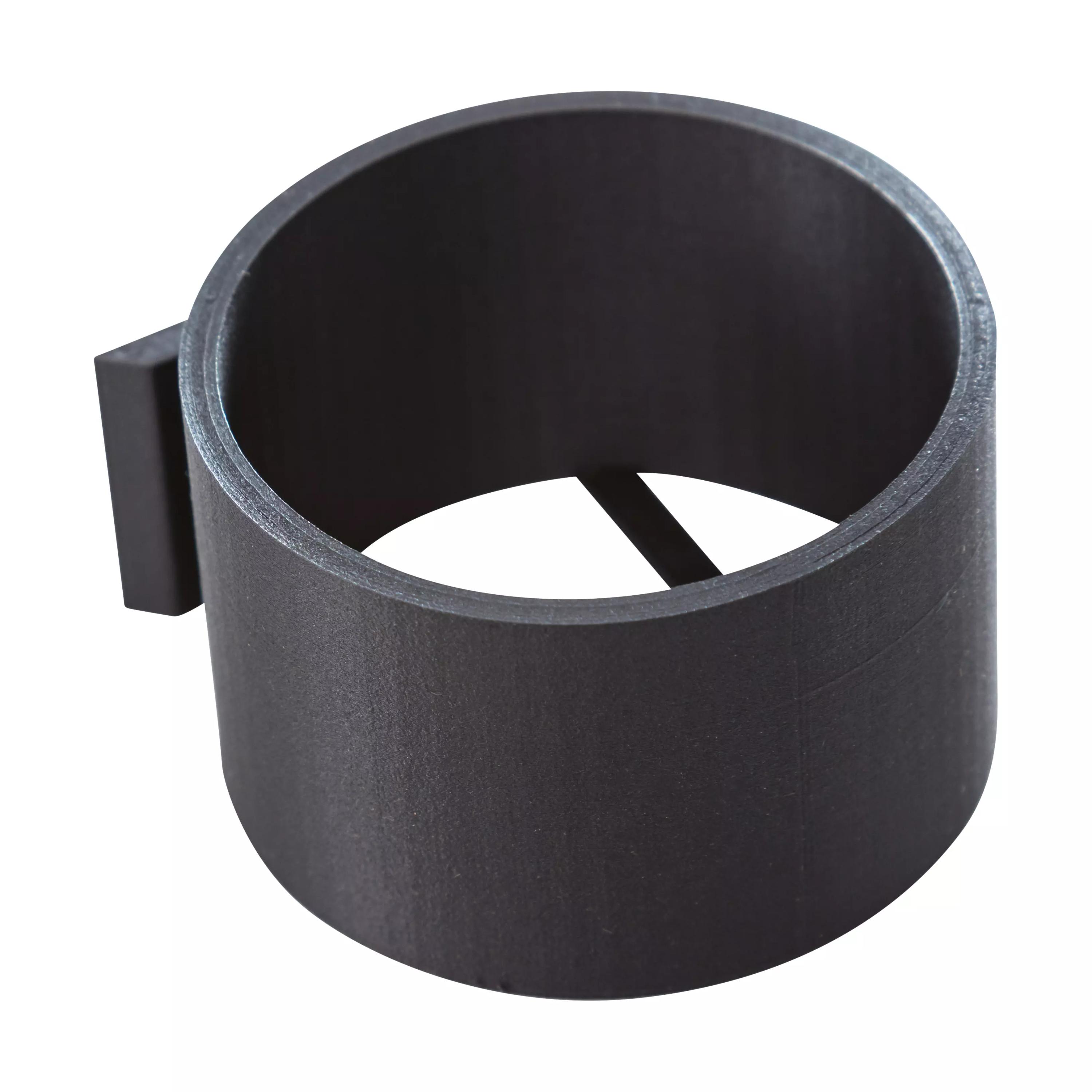 Schwarzer, zylindrischer WERO Halter für Werolin® Wundreinigungsspray - leer, mit strukturiertem Muster und seitlichem Befestigungselement, anthrazitfarben.