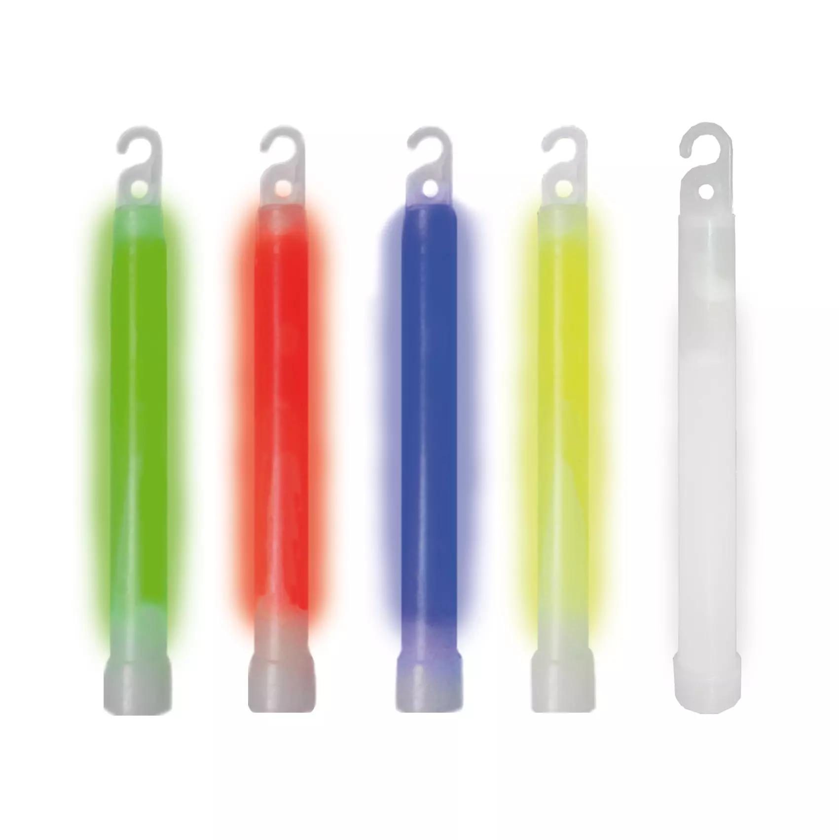 Fünf Mil-Tec® Knicklicht/Leuchtstab - Rot in verschiedenen Farben mit Haken, robust, wasserdicht und für 12 Stunden Leuchtdauer geeignet.