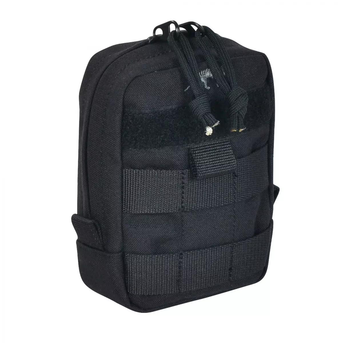 Schwarze Zubehörtasche TT Tac Pouch 1 Vertical aus robustem CORDURA® 700 den mit Frontriemen, seitlichen Verstellriemen und weit zu öffnendem Reißverschluss.